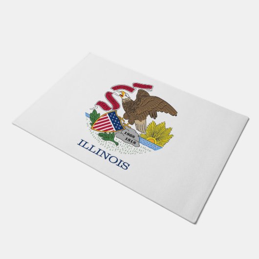 米国イリノイ州旗のあるドア州 ドアマット (アングル)