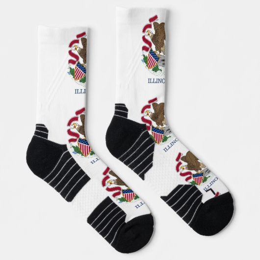 米国イリノイ州旗を持つアスレティッククルー靴下 ソックス (右)