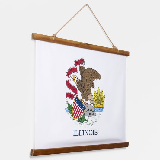米国イリノイ州旗を持つウォールタペストリー 吊り下げ型タペストリー (傾斜あり)