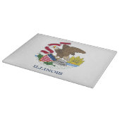 米国イリノイ州旗を持つガラス製板 カッティングボード (角)