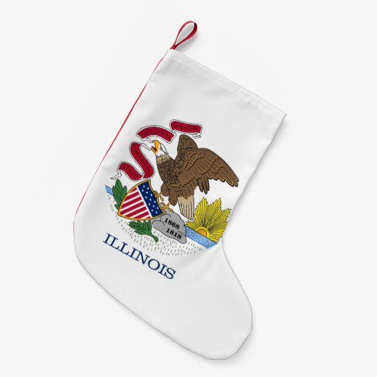 米国イリノイ州旗を持つクリスマスストッキング スモールクリスマスストッキング (正面 (吊り時))