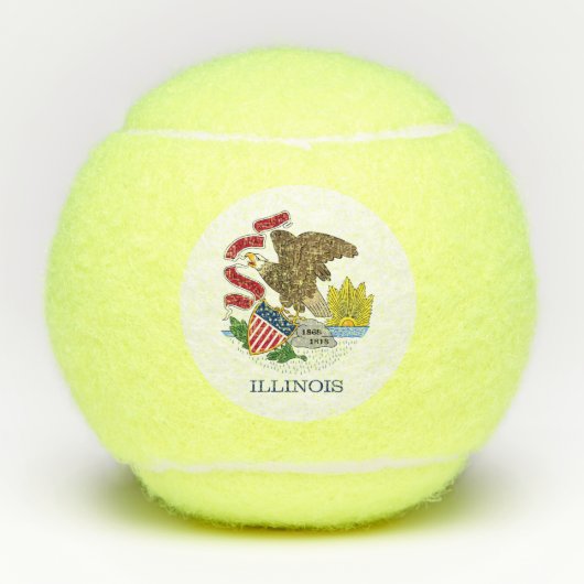 米国イリノイ州旗を持つペンテニスボール テニスボール (正面)