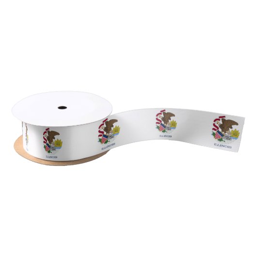 米国イリノイ州旗を持つ愛国的なリボン サテンリボン (リール)