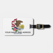 米国イリノイ州旗を持つ荷札 ラゲッジタグ (正面横)