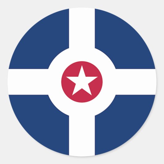 米国インディアナポリス国旗のシール ラウンドシール (正面)