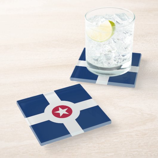 米国インディアナポリス州旗を持つガラスコースター ガラスコースター (アングル)