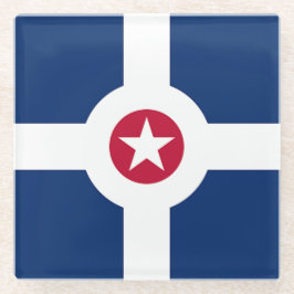 米国インディアナポリス州旗を持つガラスコースター ガラスコースター