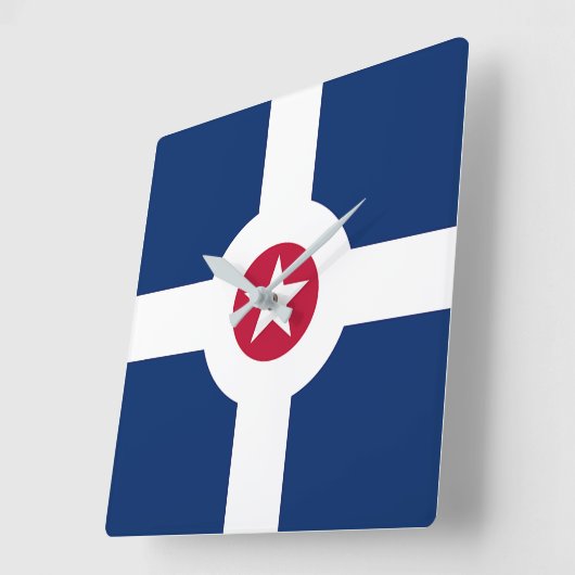 米国インディアナポリス州旗を持つ壁時計 スクエア壁時計 (傾斜)