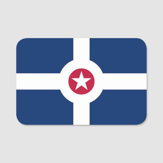 米国インディアナポリス州旗を持つ愛国的な名前タグ 名札 (正面)