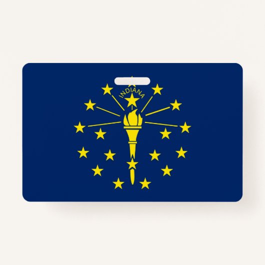 米国インディアナ州旗の付いたネーム州 バッジ (正面)