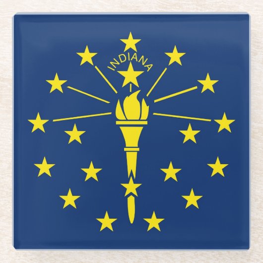 米国インディアナ州旗を持つガラスコースター ガラスコースター (正面)