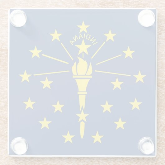 米国インディアナ州旗を持つガラスコースター ガラスコースター (裏面)