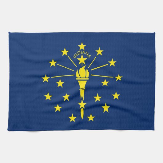 米国インディアナ州旗を持つキッチンタオル キッチンタオル (横)