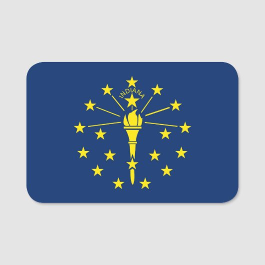 米国インディアナ州旗を持つ愛国的な名前タグ 名札 (正面)