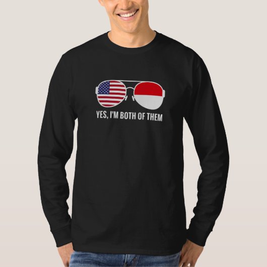 米国インドネシア国旗サングラス南米 Tシャツ (正面)