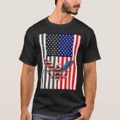 米国イーグルとともに米国国旗の隣の黒国旗 Tシャツ (正面)