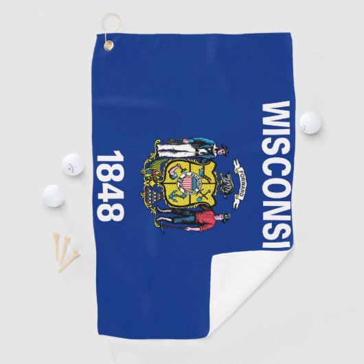 米国ウィスコンシン州の旗を持つ州付きゴルフタオル ゴルフタオル (インサイチュ)