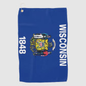 米国ウィスコンシン州の旗を持つ州付きゴルフタオル ゴルフタオル (正面)