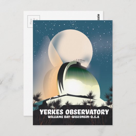 米国ウィスコンシン州イェルクス天文台ウィリアムズ湾 ポストカード (正面/裏面)