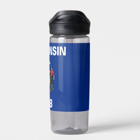 米国ウィスコンシン州旗の付いたウォーターボトル ウォーターボトル (背面)