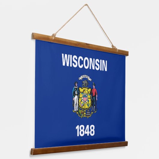 米国ウィスコンシン州旗を持つウォールタペストリー 吊り下げ型タペストリー (傾斜あり)