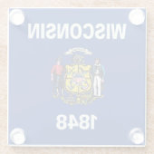 米国ウィスコンシン州旗を持つガラス州 ガラスコースター (裏面)