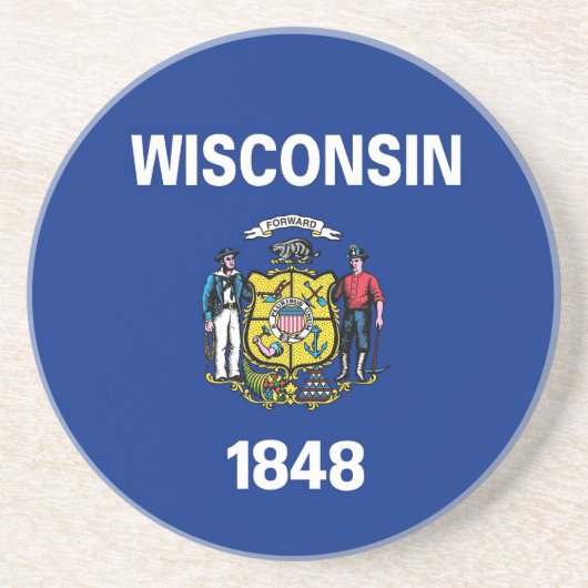 米国ウィスコンシン州旗を持つコースター コースター (正面)