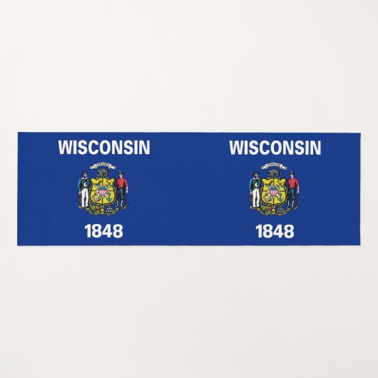 米国ウィスコンシン州旗を持つ愛国的なヨガマット ヨガマット (正面(横))