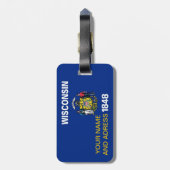 米国ウィスコンシン州旗を持つ荷札 ラゲッジタグ (裏面縦)
