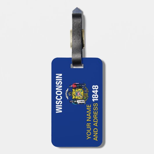 米国ウィスコンシン州旗を持つ荷札 ラゲッジタグ (裏面縦)