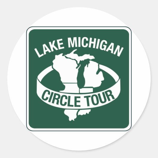 米国ウィスコンシン州Lake Michigan Circle Tour, Sign ラウンドシール (正面)