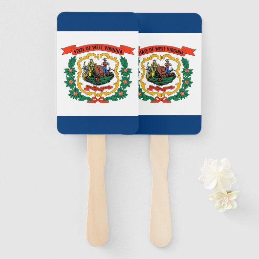 米国ウェストバージニア州旗とハンドファンのセット ハンドファン (正面&裏面)