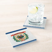 米国ウェストバージニア州旗を持つガラスコースター ガラスコースター (アングル)