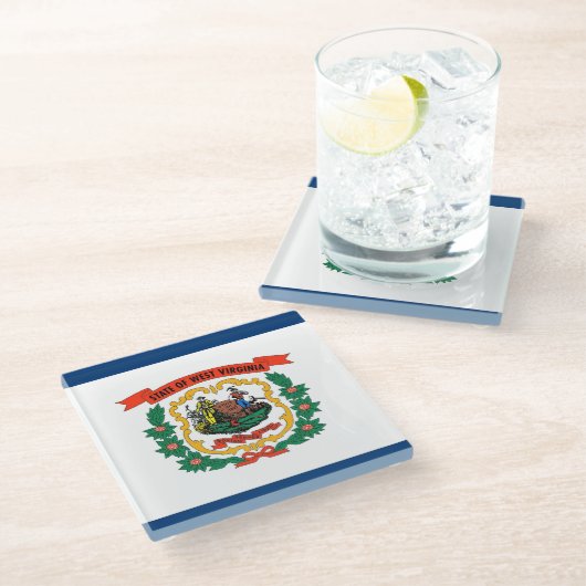 米国ウェストバージニア州旗を持つガラスコースター ガラスコースター (アングル)