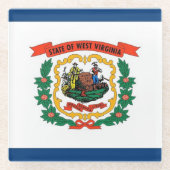 米国ウェストバージニア州旗を持つガラスコースター ガラスコースター (正面)