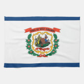 米国ウェストバージニア州旗を持つキッチンタオル キッチンタオル (横)