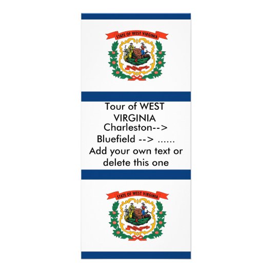 米国ウェストバージニア州旗を持つラックカード ラックカード (正面)