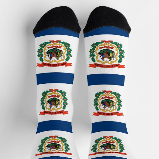 米国ウェストバージニア州旗を持つ女性用ソックス ソックス (上部)