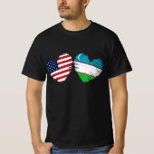 米国ウズベキスタン国旗ハートウズベキスタン Tシャツ (正面)