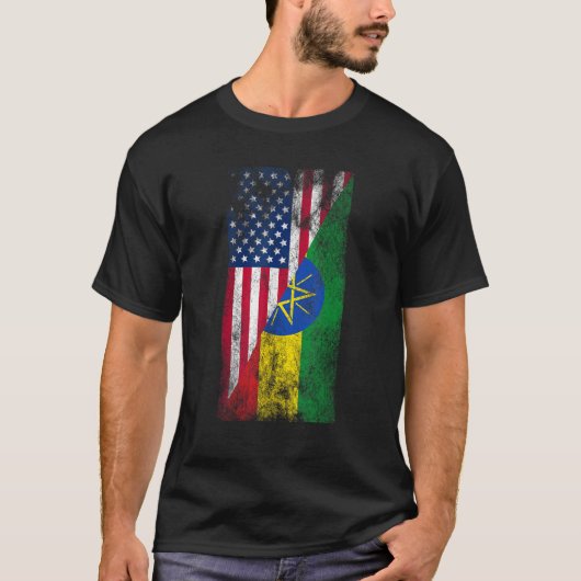 米国エチオピア国旗アメリカ合衆国Ethiop Tシャツ (正面)