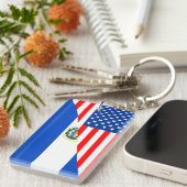 米国エルサルバドルの国の半分の旗アメリカの記号 キーホルダー (正面右)