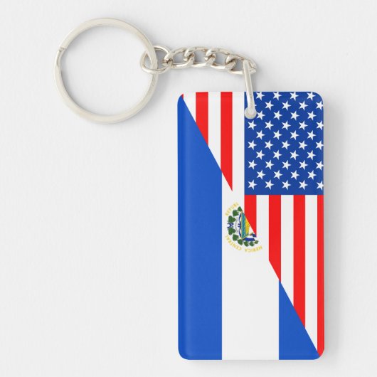 米国エルサルバドルの国の半分の旗アメリカの記号 キーホルダー (正面)