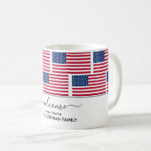 米国エレガントパーソナライズされた国旗の歓迎 コーヒーマグカップ (正面右)