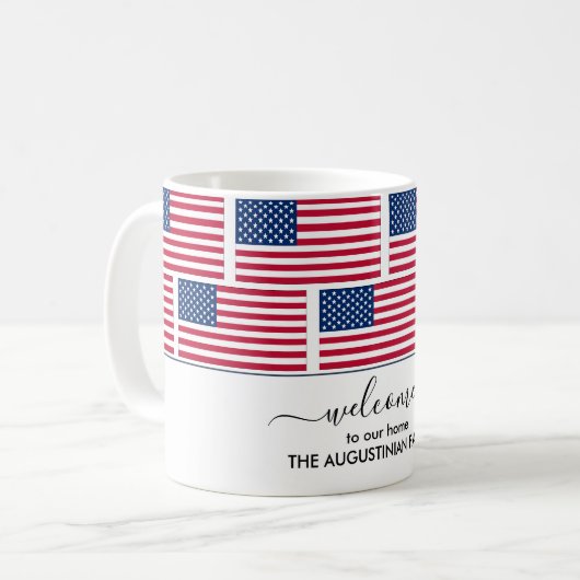 米国エレガントパーソナライズされた国旗の歓迎 コーヒーマグカップ (正面左)