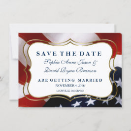 米国エレガント国旗の結婚式の日付の保存 セーブザデート