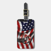 米国エレガント国旗の背景と形状モノグラム ラゲッジタグ (正面縦)