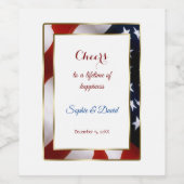 米国エレガント国旗の金ゴールドフレ結婚ーム ワインラベル (シングルラベル)