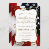 米国エレガント国旗の金ゴールド結婚のカスタム招待状 招待状 (正面/裏面)