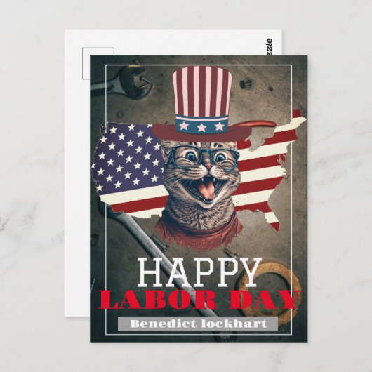 米国エレガント国旗を持つ連帯労働者の労働日 ポストカード (正面/裏面)