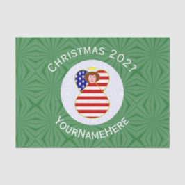 米国エンジェル赤毛クリスマス国旗パーソナライズされた 薄葉紙